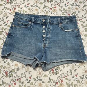 Old Navy higher high-rise sky hi A-line Button-Fly Denim blue Shorts size 16